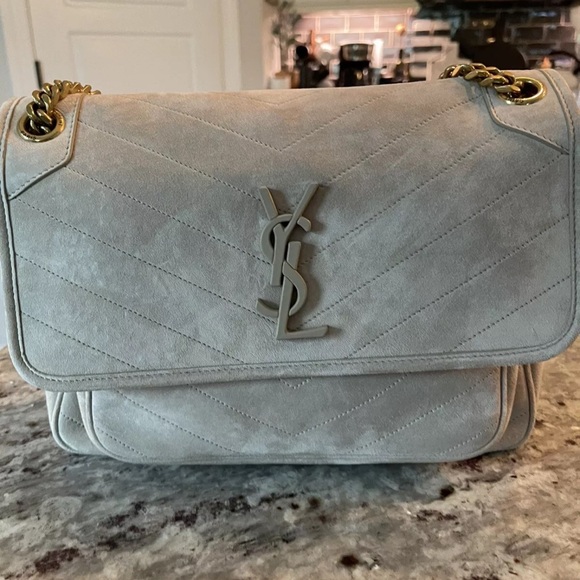 NWT!!! YSL Niki Medium Chain Bag in Sand Suede - Picture 5 of 10